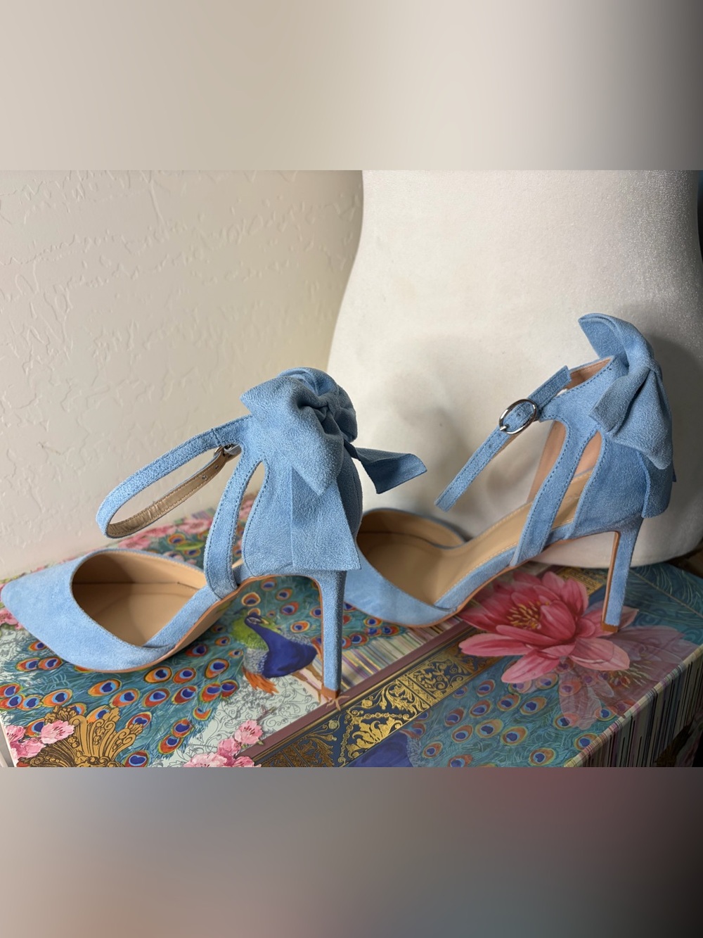 🩵 Carcuume Light Blue Bow Heel Ankle Strap Pumps Size 11 👠